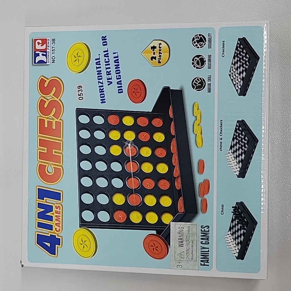 4 in 1 Games Chess Set - Black, Red, Yellow